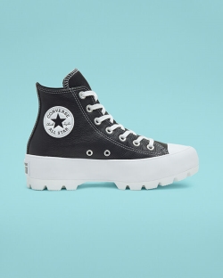 Converse Lugged Leather Chuck Taylor All Star Női Magasszárú Fekete/Fehér | ZSYKAFX-HU